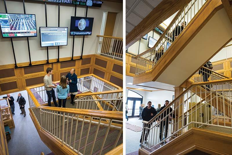 Central stair case from the top and bottom view